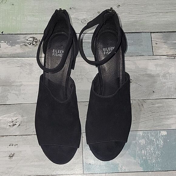 EILEEN FISHER Black Heels sz 10 - Picture 1 of 6